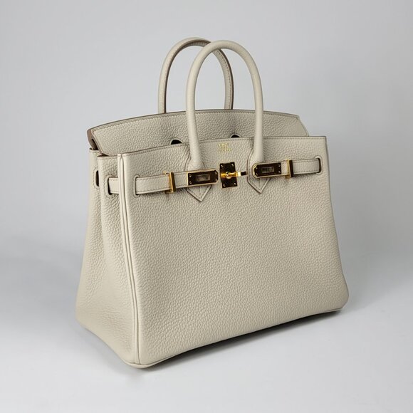 NEW Full Gift Box Receipt HERMES Birkin 25 Beton Togo Leather Gold Tote Bag - Picture 7 of 14